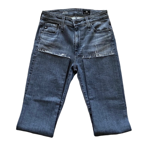 AG Adriano Goldschmied The Mari High Rise Straight Denim Jean 26 Gray Raw Hem - Picture 3 of 10